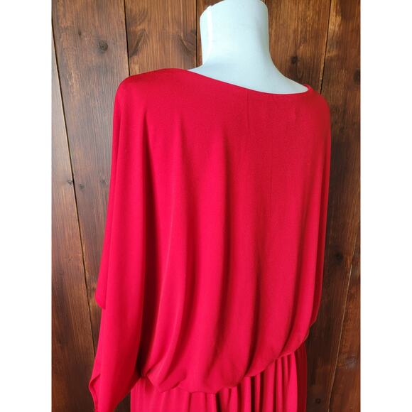 Coldwater Creek Women 14 Red Knee-Length Flutter Sleeve Dress Keyhole Neck Sleek - Picture 9 of 16